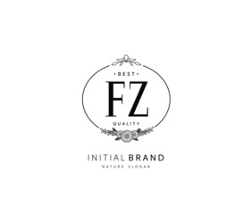 F Z FZ Beauty vector initial logo, handwriting logo of initial signature, wedding, fashion, jewerly, boutique, floral and botanical with creative template for any company or business.