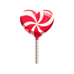 Lollipop on stick, heart shape candy