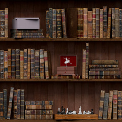 Old books seamless texture (vertically and horizontally). Tiled Bookshelf Background. Also tiled with other 15 textures from same pack in my gallery.