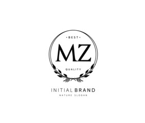 M Z MZ Beauty vector initial logo, handwriting logo of initial signature, wedding, fashion, jewerly, boutique, floral and botanical with creative template for any company or business.