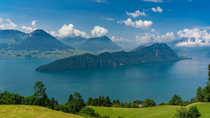Naklejka na ściany i meble Switzerland, Panoramic view on Burgenstock and lake Lucerne