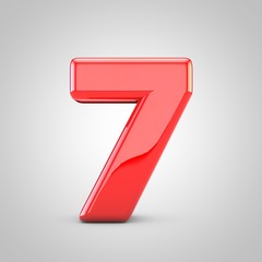 3D Red number 7 Isolated White Background