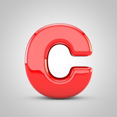 3D Red Letter C uppercase Isolated White Background