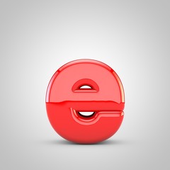 3D Red Letter E lowercase Isolated White Background