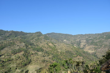 Fototapeta na wymiar mountain landscape with blue sky and hill area