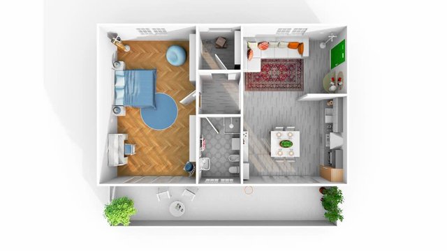3d interior illustration rendering of furnished home apartment