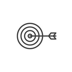 Target with dart line icon. linear style sign for mobile concept and web design. Target and arrow outline vector icon. Goal and achievement symbol, logo illustration. Vector graphics