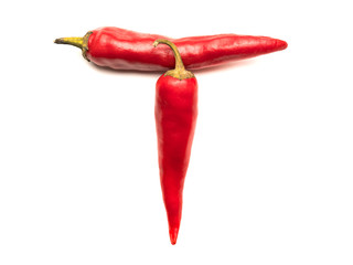 Isolated object: spelled fresh hot chili letter of the English alphabet