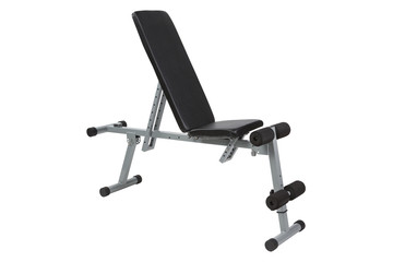 universal fitness bench, for lifting dumbbells or barbells and for training abdominal muscles, on a white background