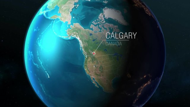 Canada - Calgary - Zooming from space to earth