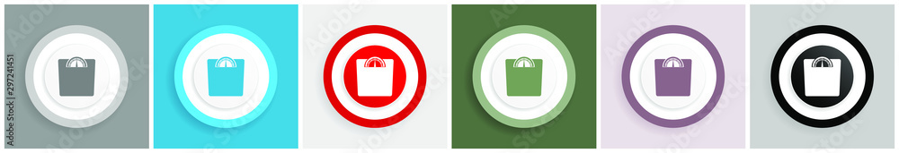 Aufkleber Weight icon set, colorful flat design vector illustrations in 6 options for web design and mobile applications