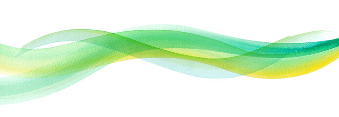 透明な水、爽やかな風の抽象イメージ。水彩イラスト。