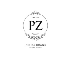 P Z PZ Beauty vector initial logo, handwriting logo of initial signature, wedding, fashion, jewerly, boutique, floral and botanical with creative template for any company or business.