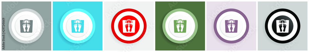 Aufkleber Weight icon set, colorful flat design vector illustrations in 6 options for web design and mobile applications