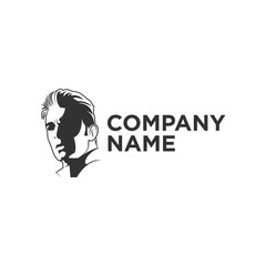 Face Black and White Silhouette Vector Logo for Web and Business