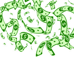 American dollar notes falling. Random USD bills on