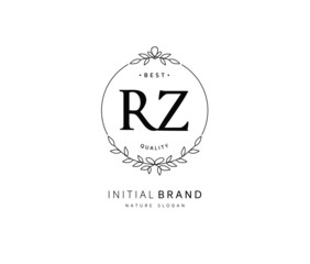 R Z RZ Beauty vector initial logo, handwriting logo of initial signature, wedding, fashion, jewerly, boutique, floral and botanical with creative template for any company or business.