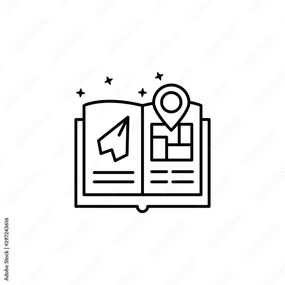 Poster travel guide location book icon. element of maps and navigator icon