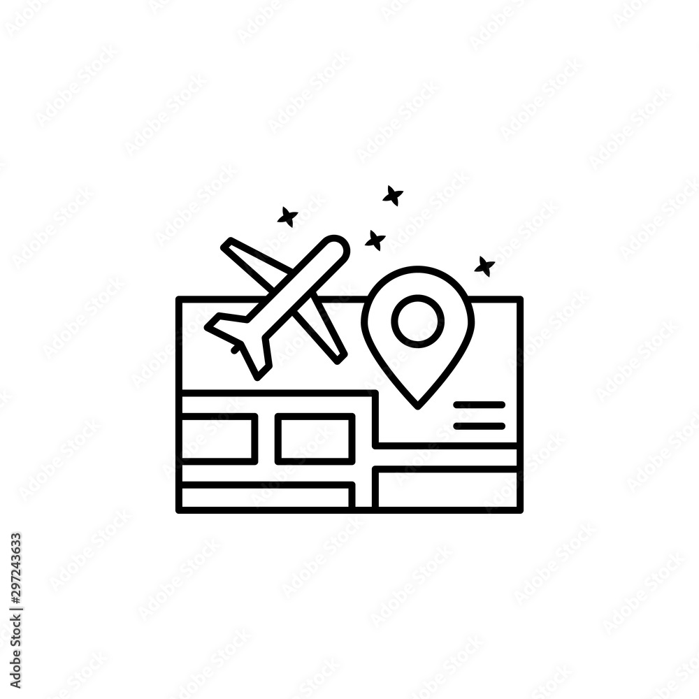 Poster boarding plane navigator icon. element of maps and navigator icon