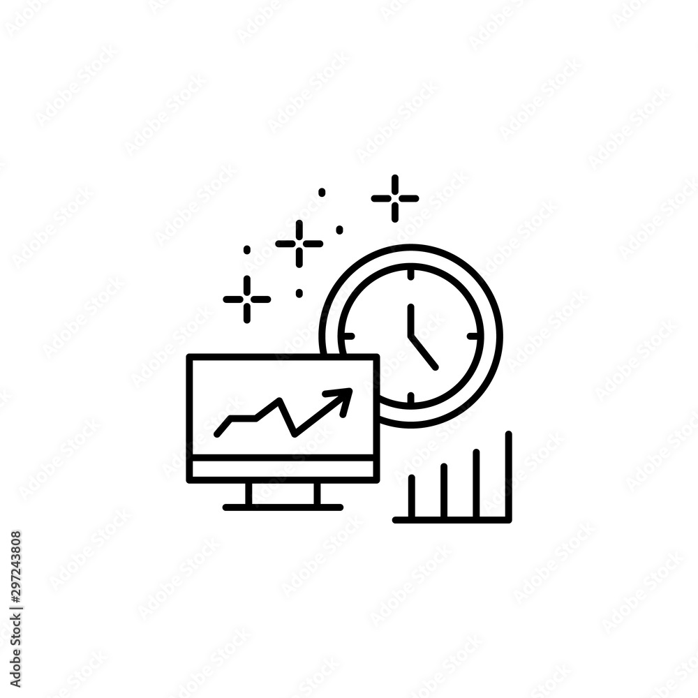 Aufkleber monitor chart clock icon. element of management icon