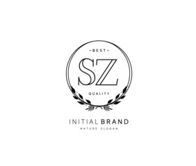 S Z SZ Beauty vector initial logo, handwriting logo of initial signature, wedding, fashion, jewerly, boutique, floral and botanical with creative template for any company or business.