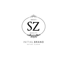 S Z SZ Beauty vector initial logo, handwriting logo of initial signature, wedding, fashion, jewerly, boutique, floral and botanical with creative template for any company or business.