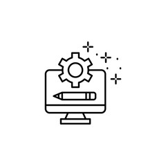 Monitor gear pencil icon. Element of copywriting icon