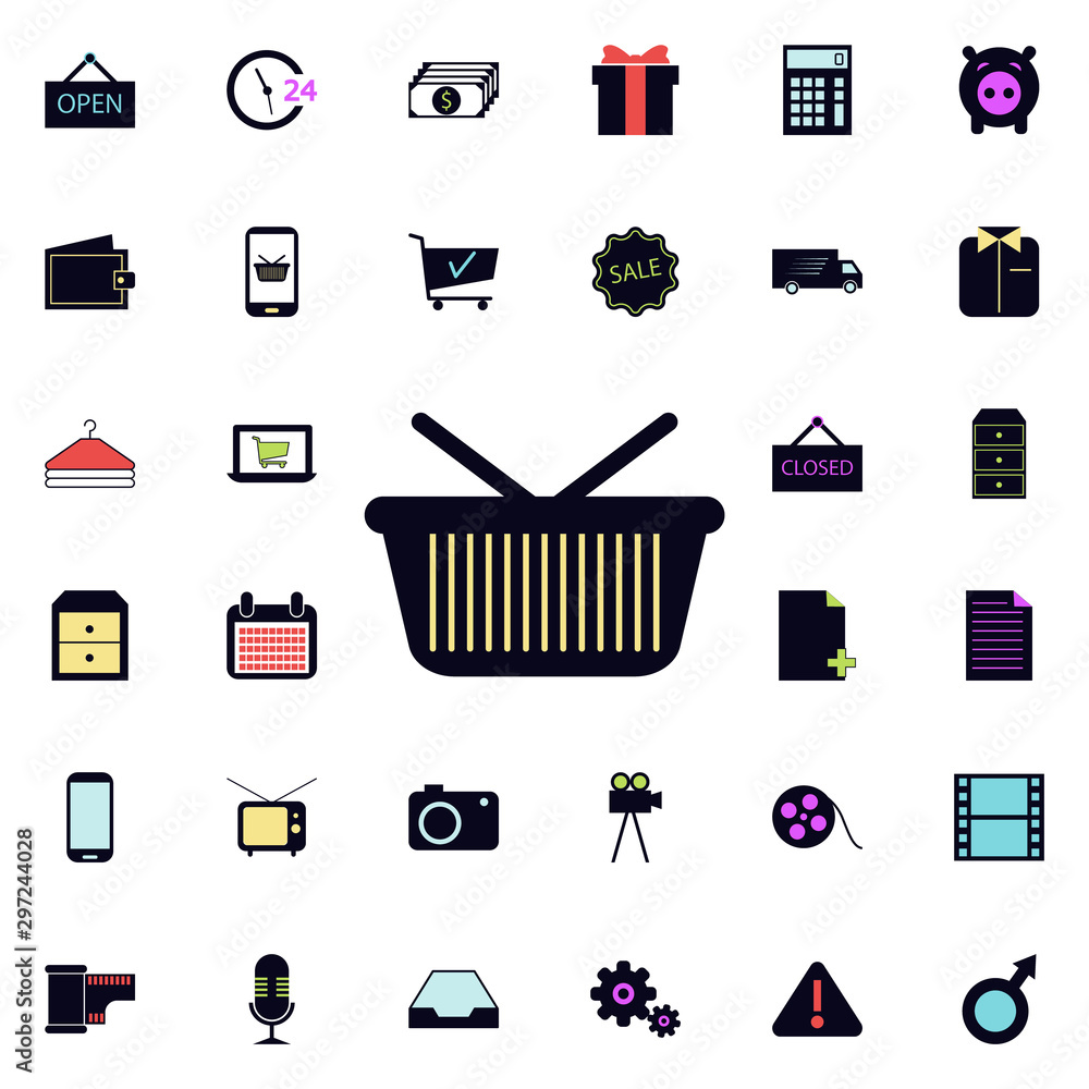 Poster shopping basket icon. universal set of web for website design and development, app development
