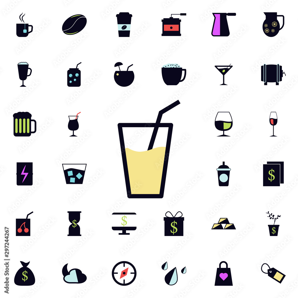 Poster juice in a glass icon. universal set of web for website design and development, app development