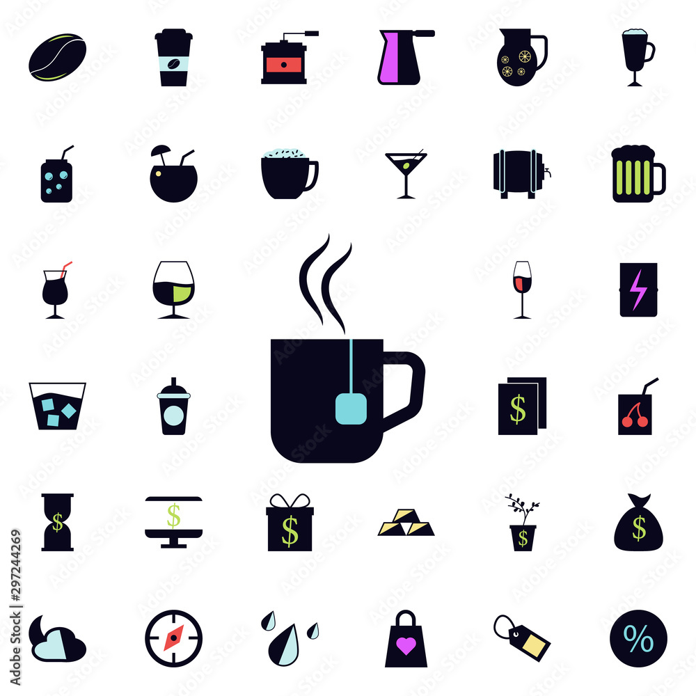 Poster a cup of tea icon. universal set of web for website design and development, app development