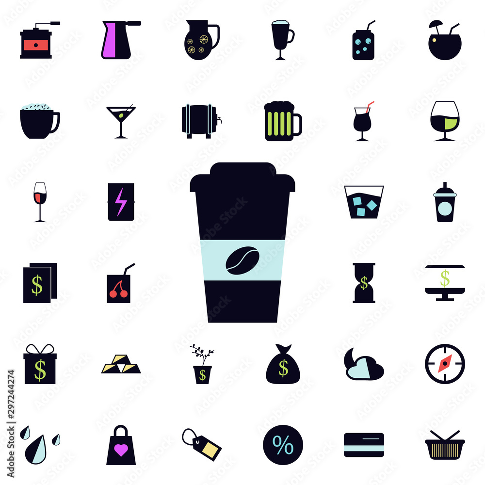 Poster coffee in a plastic cup icon. universal set of web for website design and development, app developme