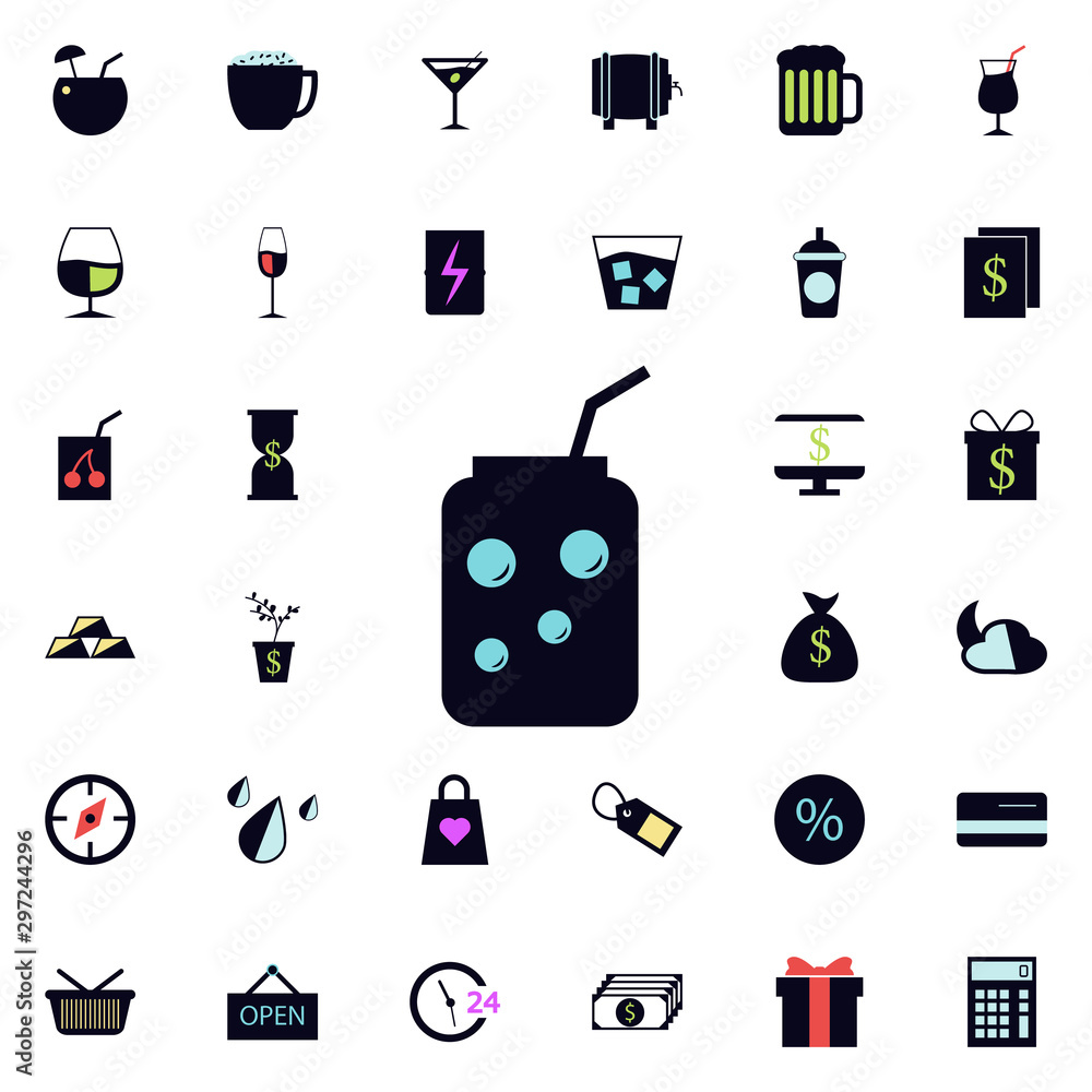 Poster juice jar icon. universal set of web for website design and development, app development