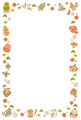 お正月のフレーム　手描き　縦