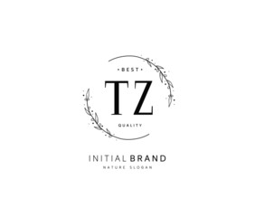 T Z TZ Beauty vector initial logo, handwriting logo of initial signature, wedding, fashion, jewerly, boutique, floral and botanical with creative template for any company or business.