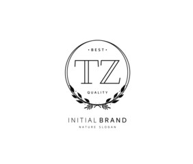 T Z TZ Beauty vector initial logo, handwriting logo of initial signature, wedding, fashion, jewerly, boutique, floral and botanical with creative template for any company or business.