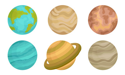 Planets of Solar System Vector Illustrated Set