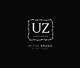 Fototapeta premium U Z UZ Beauty vector initial logo, handwriting logo of initial signature, wedding, fashion, jewerly, boutique, floral and botanical with creative template for any company or business.