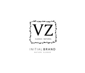 V Z VZ Beauty vector initial logo, handwriting logo of initial signature, wedding, fashion, jewerly, boutique, floral and botanical with creative template for any company or business.