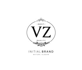 V Z VZ Beauty vector initial logo, handwriting logo of initial signature, wedding, fashion, jewerly, boutique, floral and botanical with creative template for any company or business.