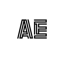 Initial two letter black line shape logo vector AE