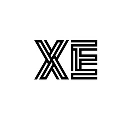 Initial two letter black line shape logo vector XE