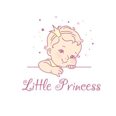 Baby girl as princess. Logo for baby product.