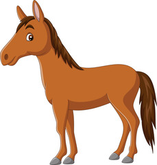 Fototapeta na wymiar Cartoon happy horse on white background