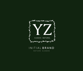 Y Z YZ Beauty vector initial logo, handwriting logo of initial signature, wedding, fashion, jewerly, boutique, floral and botanical with creative template for any company or business.