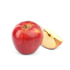 Naklejka na ściany i meble Ripe juicy red apples on white background