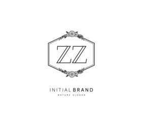 Z ZZ Beauty vector initial logo, handwriting logo of initial signature, wedding, fashion, jewerly, boutique, floral and botanical with creative template for any company or business.