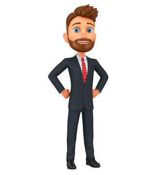 Cartoon character successful businessman on a white background. 3d render illustration.