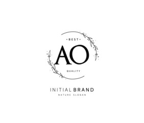 A O AO Beauty vector initial logo, handwriting logo of initial signature, wedding, fashion, jewerly, boutique, floral and botanical with creative template for any company or business.