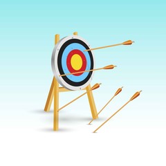 Arrows all miss the target goal. Failing to hit the target. Vector illustration. Isolated on white background.