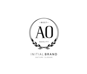 A O AO Beauty vector initial logo, handwriting logo of initial signature, wedding, fashion, jewerly, boutique, floral and botanical with creative template for any company or business.
